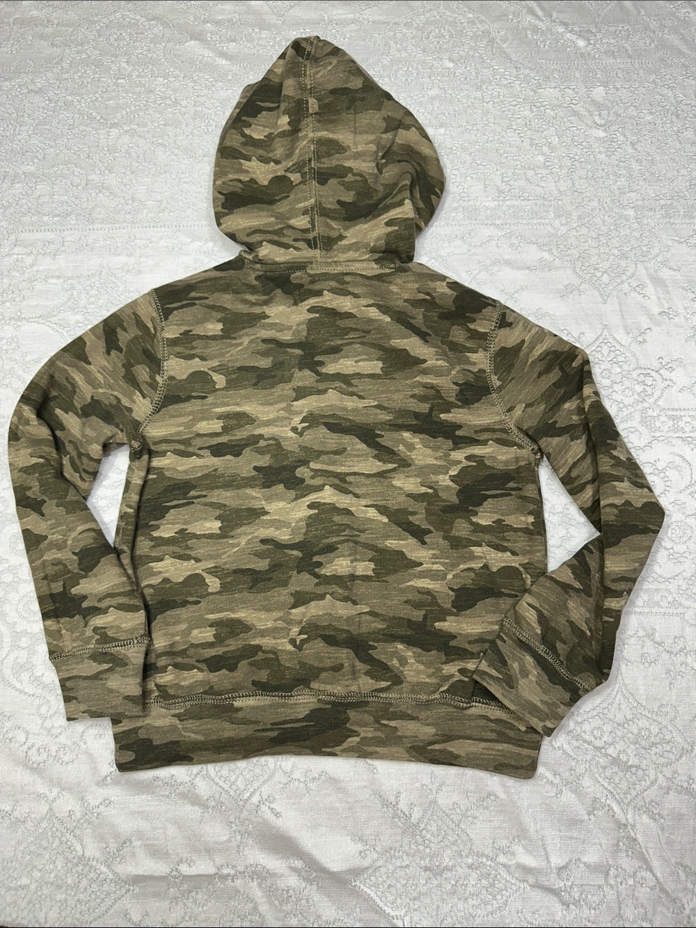 Y2K Abercrombie kids Camo Hoodie Pink spellout Logo Vintage 2000s size 7/8 - Picture 2 of 16